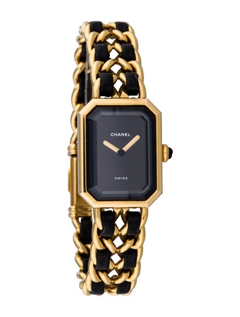 Chanel watch black and gold